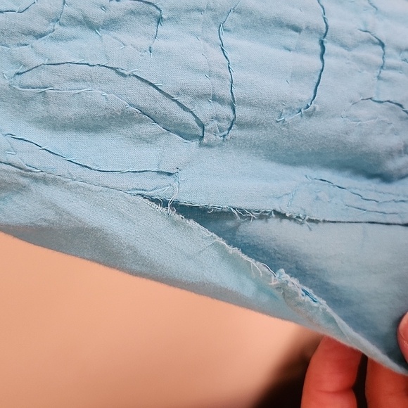 Soft Surroundings Blue Quilted Tunic Top Pullover Dress, Double Slits Cotton MP - Picture 6 of 13